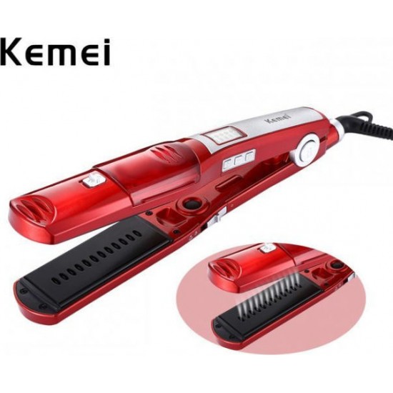 ΙΣΙΩΤΙΚΗ ΜΑΛΛΙΩΝ ΜΕ ΚΕΡΑΜΙΚΕΣ ΠΛΑΚΕΣ ΚΑΙ ΑΤΜΟ Kemei Steam Hair Straightener (KM10007) 