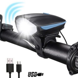USB Επαναφορτιζόμενο μπροστινό Φως αδιάβροχο LED και Κόρνα ποδήλατου (KM10092)