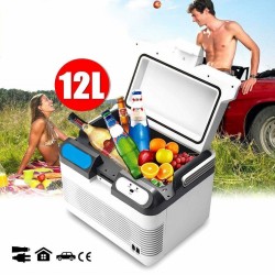 Mini Φορητό Ηλεκτρικό Ψυγείο 12 Λίτρων Ρεύματος Μπαταρίας 12V + 220V για το Σπίτι ή το Αυτοκίνητο Ψύξης και Θέρμανσης (KM10176)